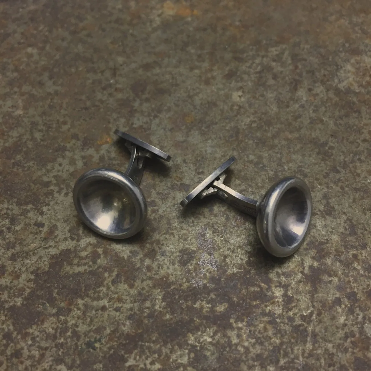 Silver Concave Hemispherical Cufflinks