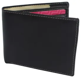 Slim Leather Bifold Wallets For Men - Minimalist Mens Wallet RFID Blocking Card Holder With ID Window Gifts For Men