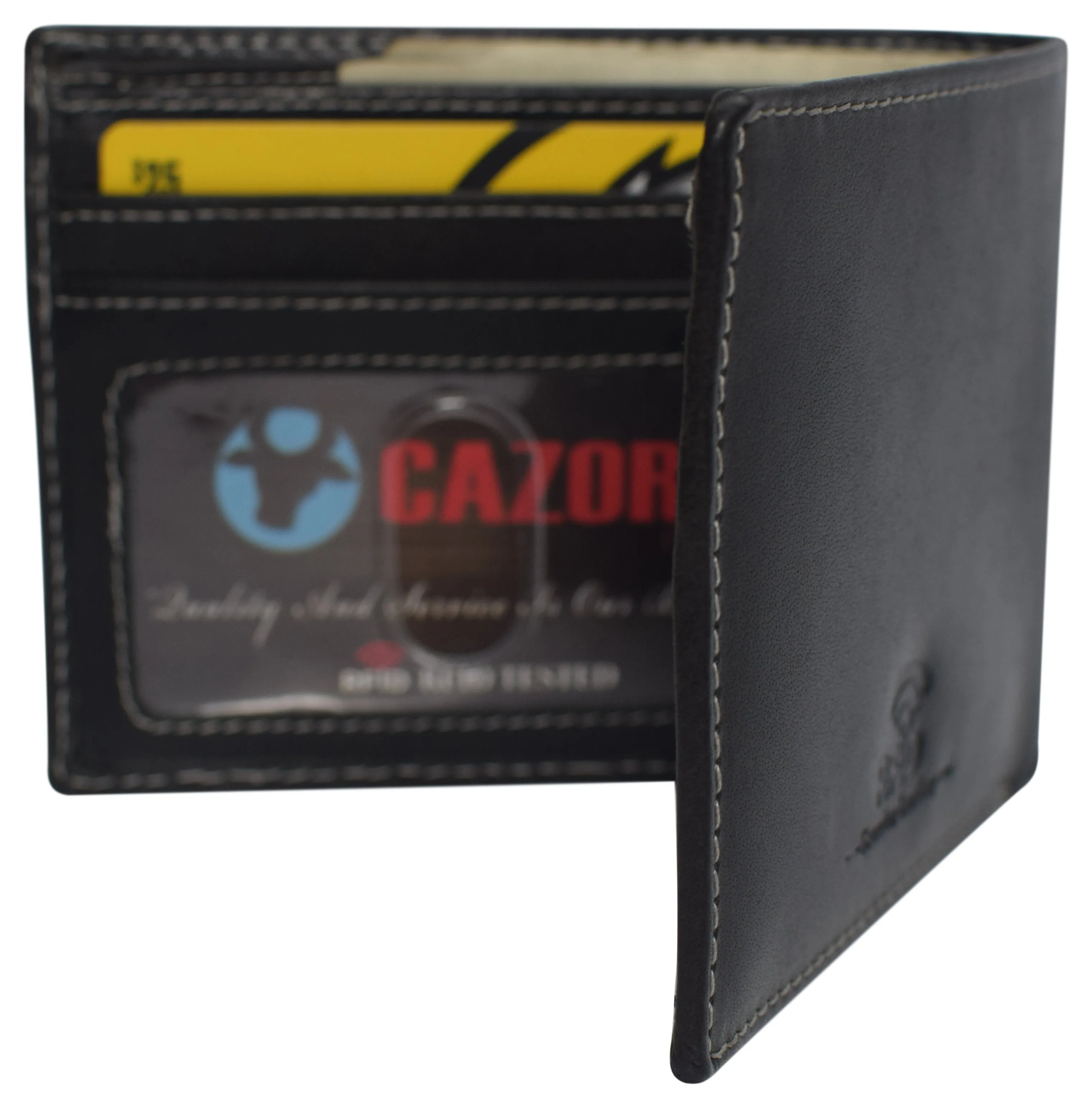 Slim Leather Bifold Wallets For Men - Minimalist Mens Wallet RFID Blocking Card Holder With ID Window Gifts For Men