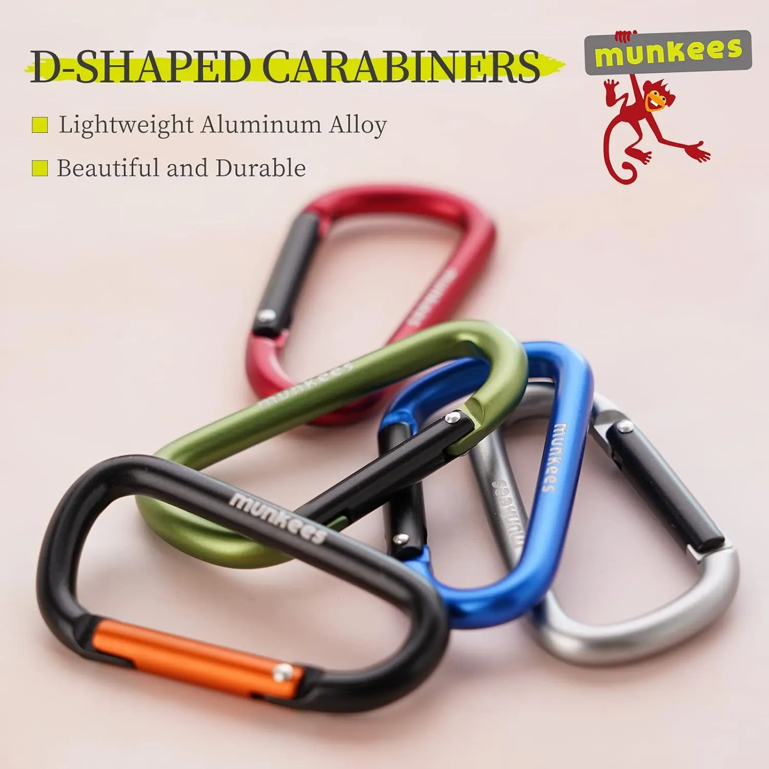 Small Carabiner Clip Keychain 2 Pack, Mini Caribeener 2 inch to 3" for Keys Aluminum Alloy Biner Lightweights for Bottle Buckle, Backpack Hook