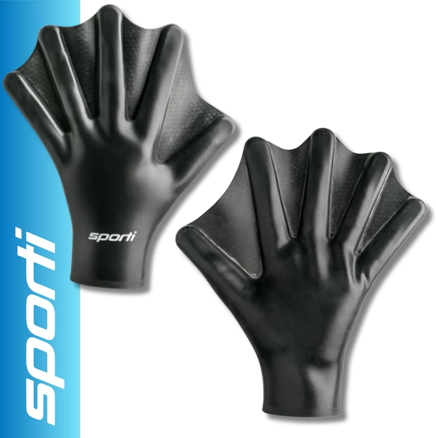 Sporti Swimming Aquatic Gloves, Silicone Training Gear, Water Resistance Webbed Gloves for Swimming, Diving, Water Aerobics