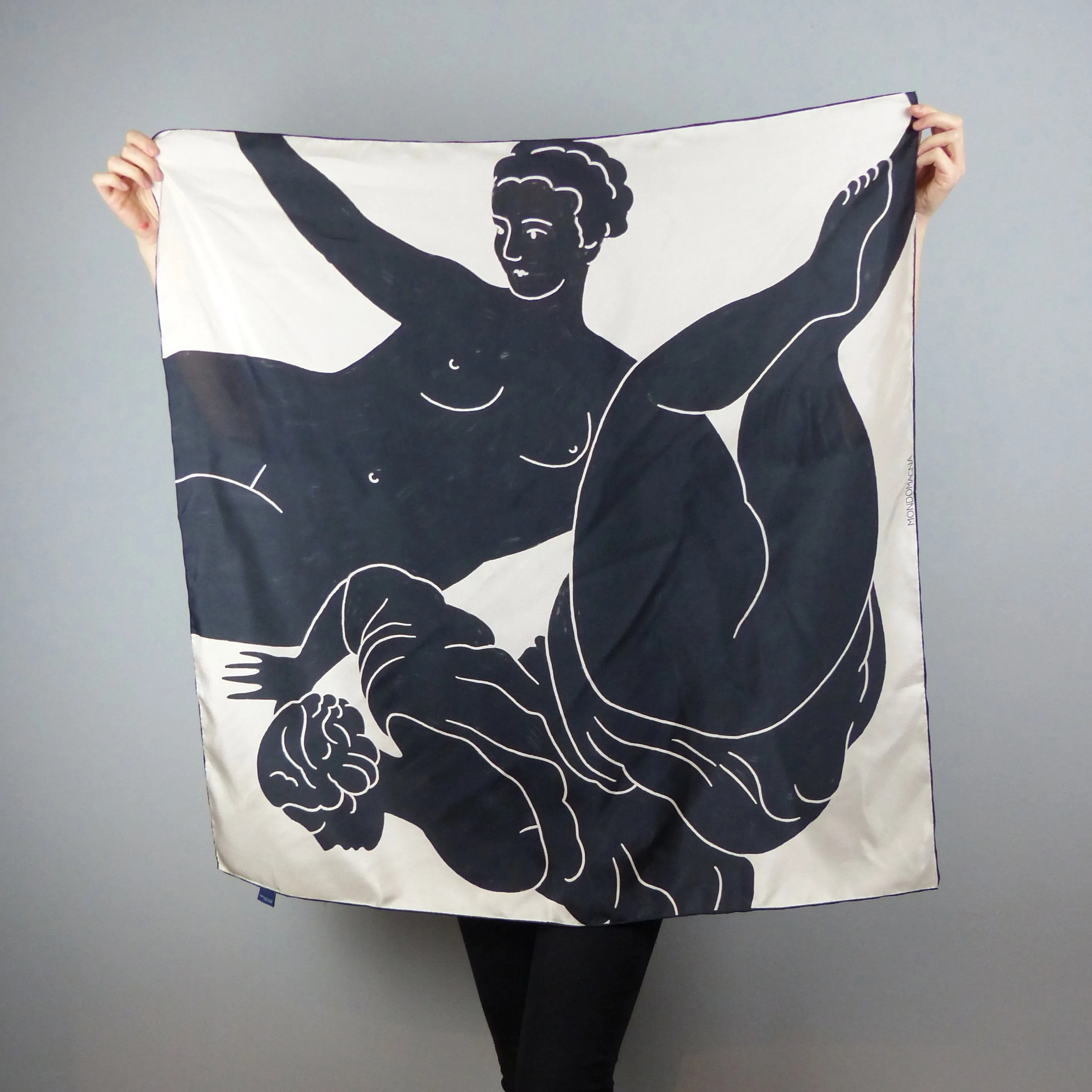 Square Silk Scarf (90cm) - Ladies Black/White