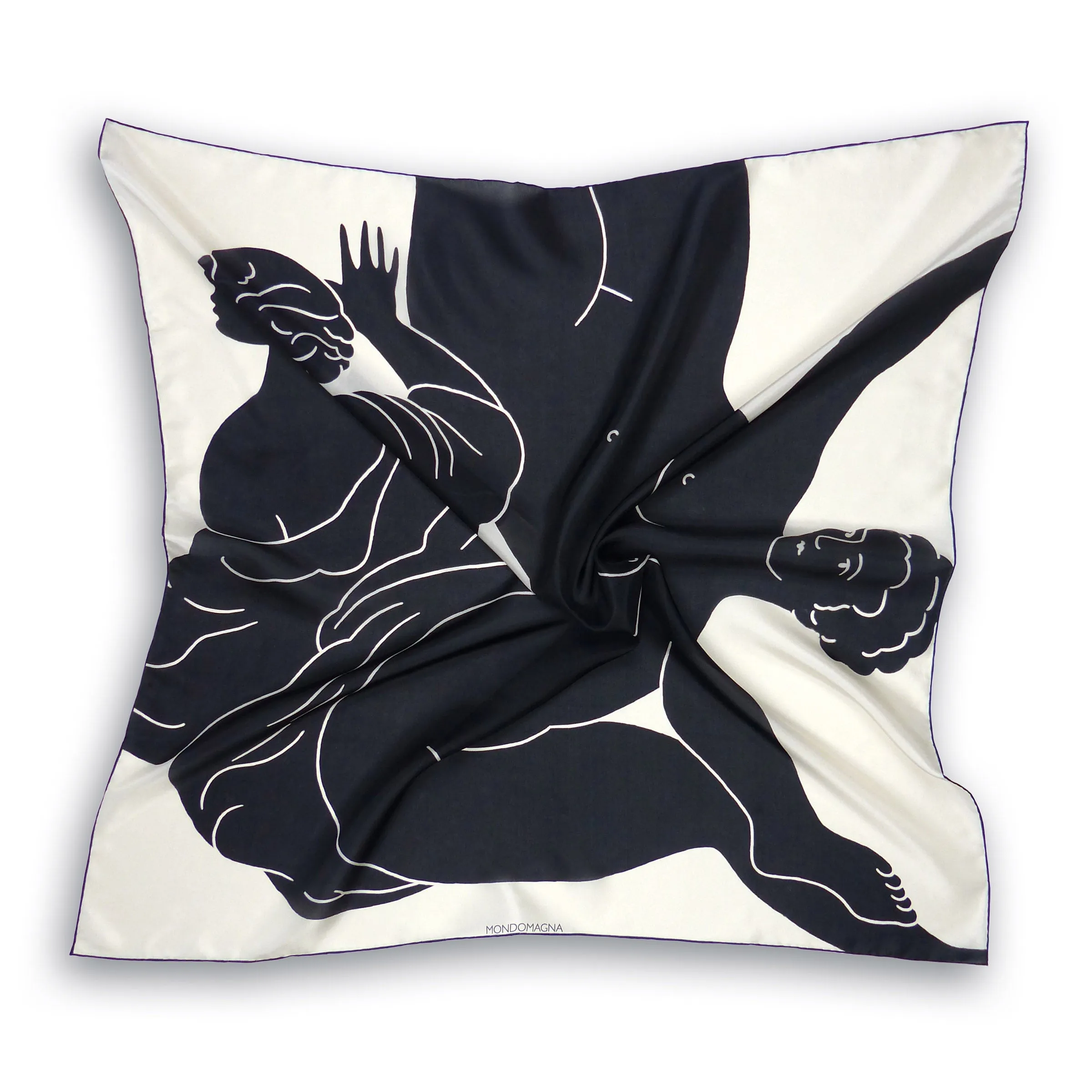 Square Silk Scarf (90cm) - Ladies Black/White