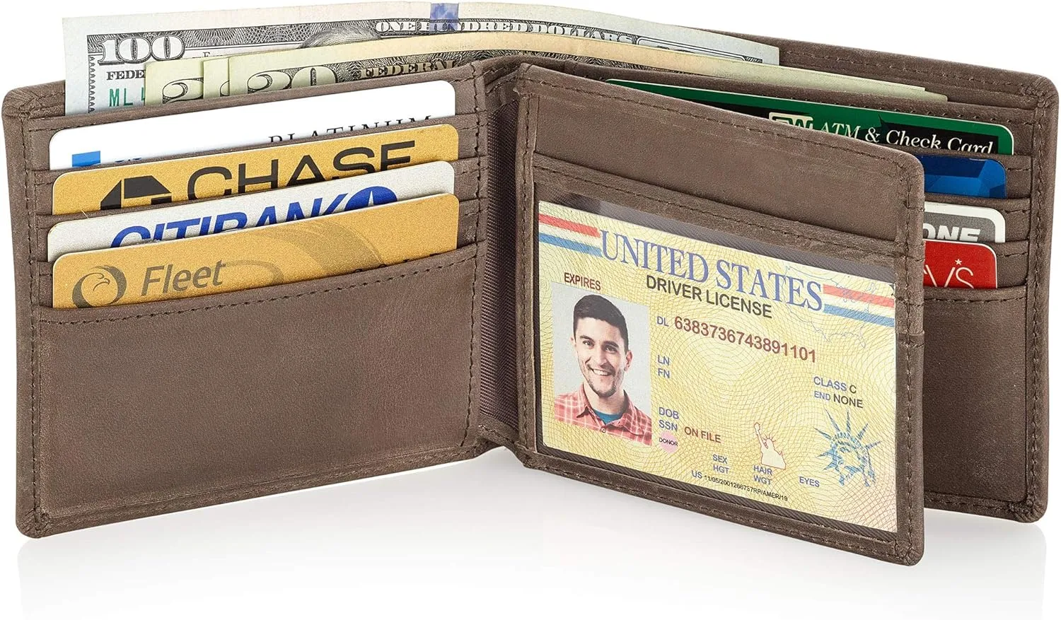 Stealth Mode Leather Bifold Wallet for Men With ID Window and RFID Blocking