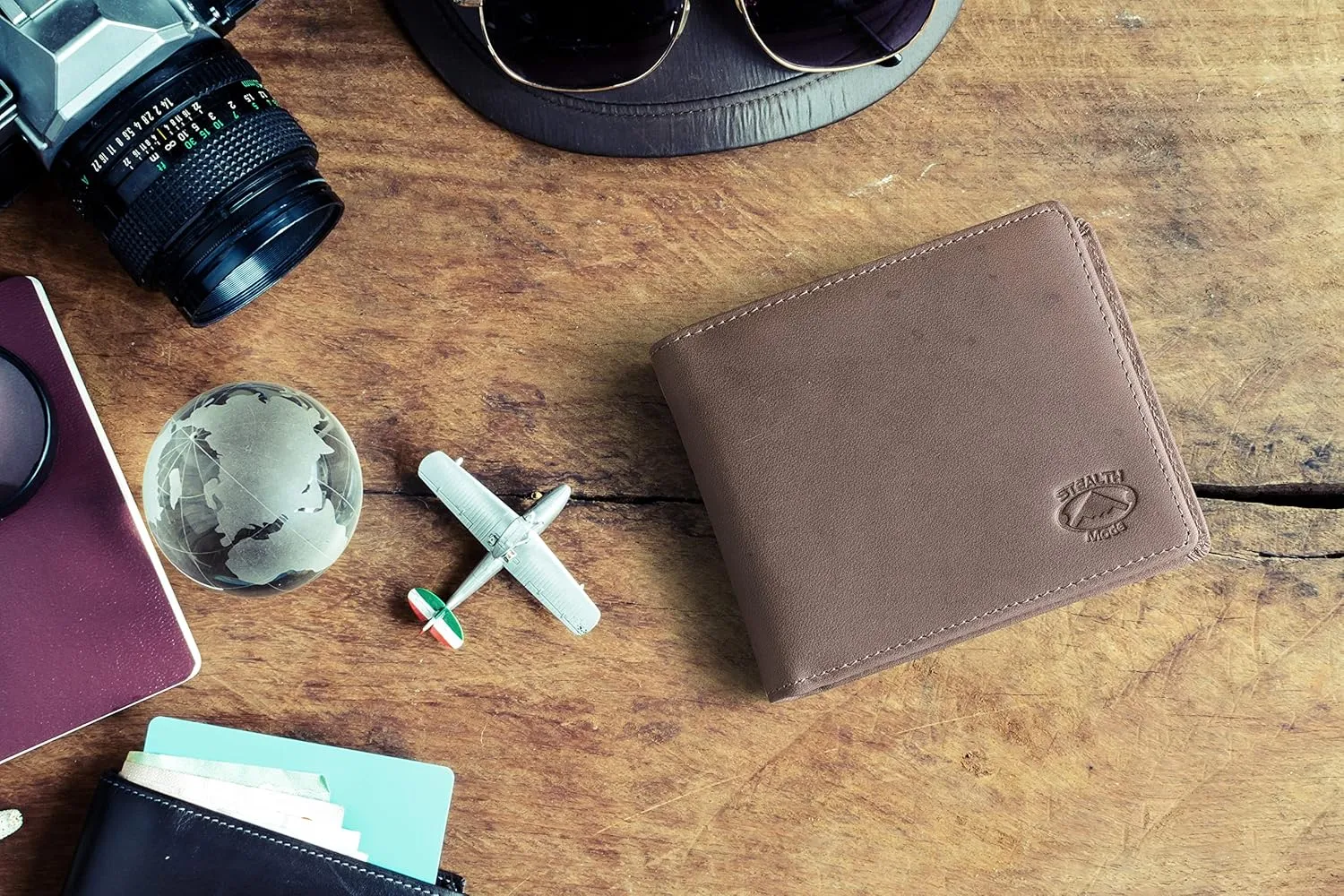 Stealth Mode Leather Bifold Wallet for Men With ID Window and RFID Blocking