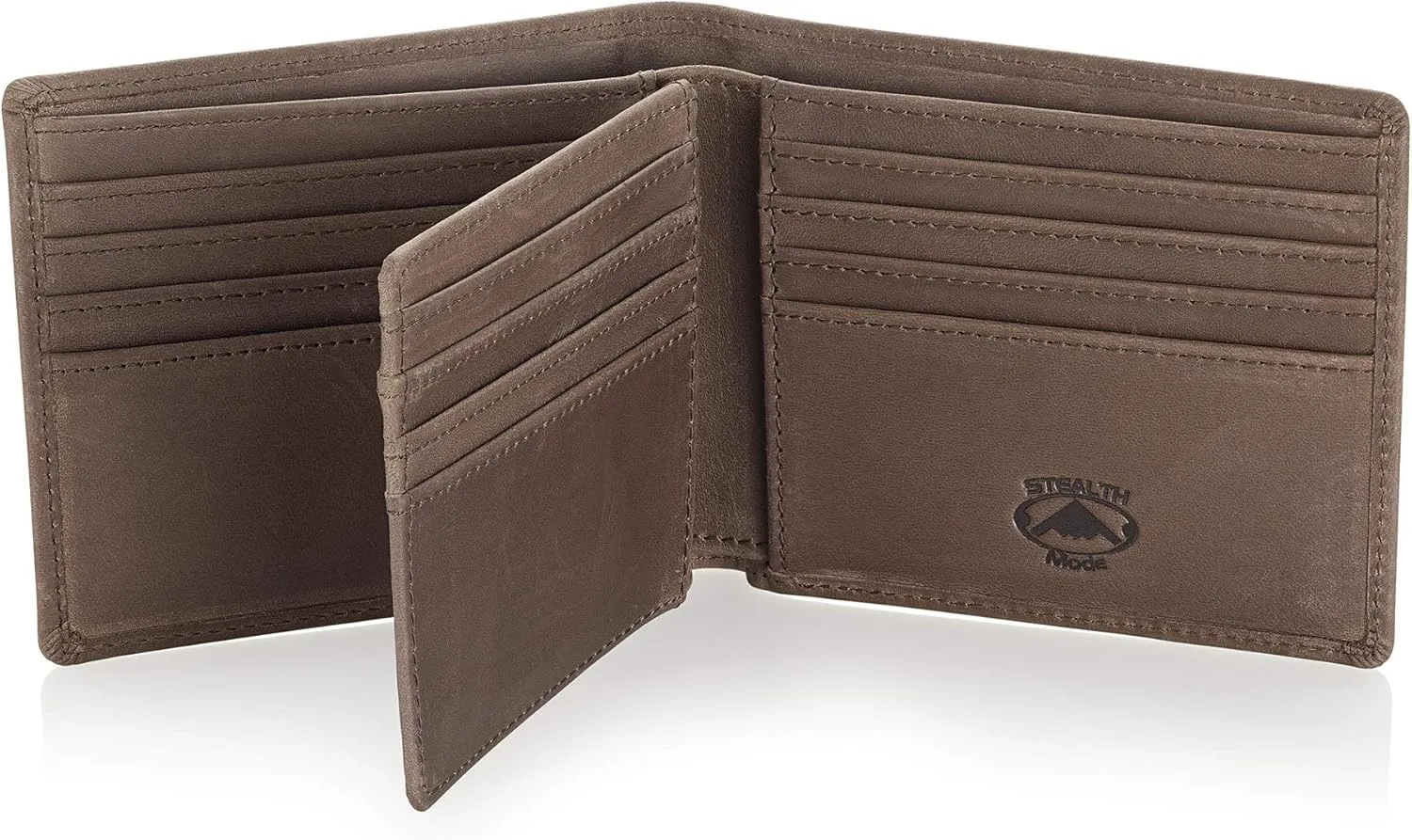 Stealth Mode Leather Bifold Wallet for Men With ID Window and RFID Blocking