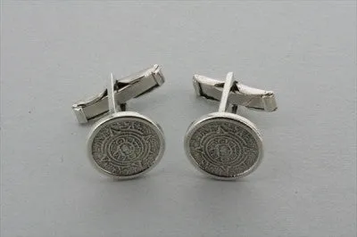 Sterling Silver Mayan Calendar Cufflinks - sterling silver