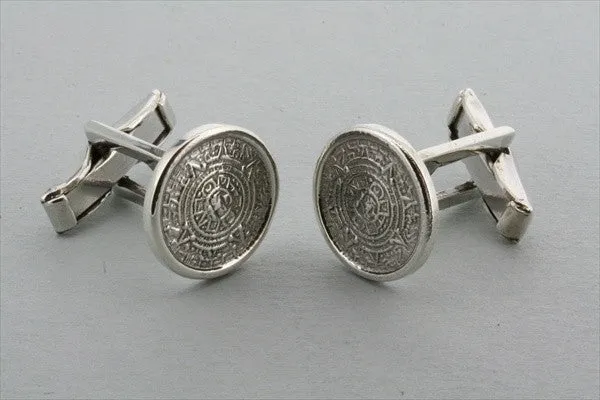 Sterling Silver Mayan Calendar Cufflinks - sterling silver