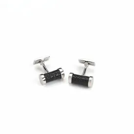 Sterling Silver Stingray leather tube cufflinks