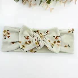 Top Knot Headband -  Dainty Autumn Floral - NEWBORN TO ADULT