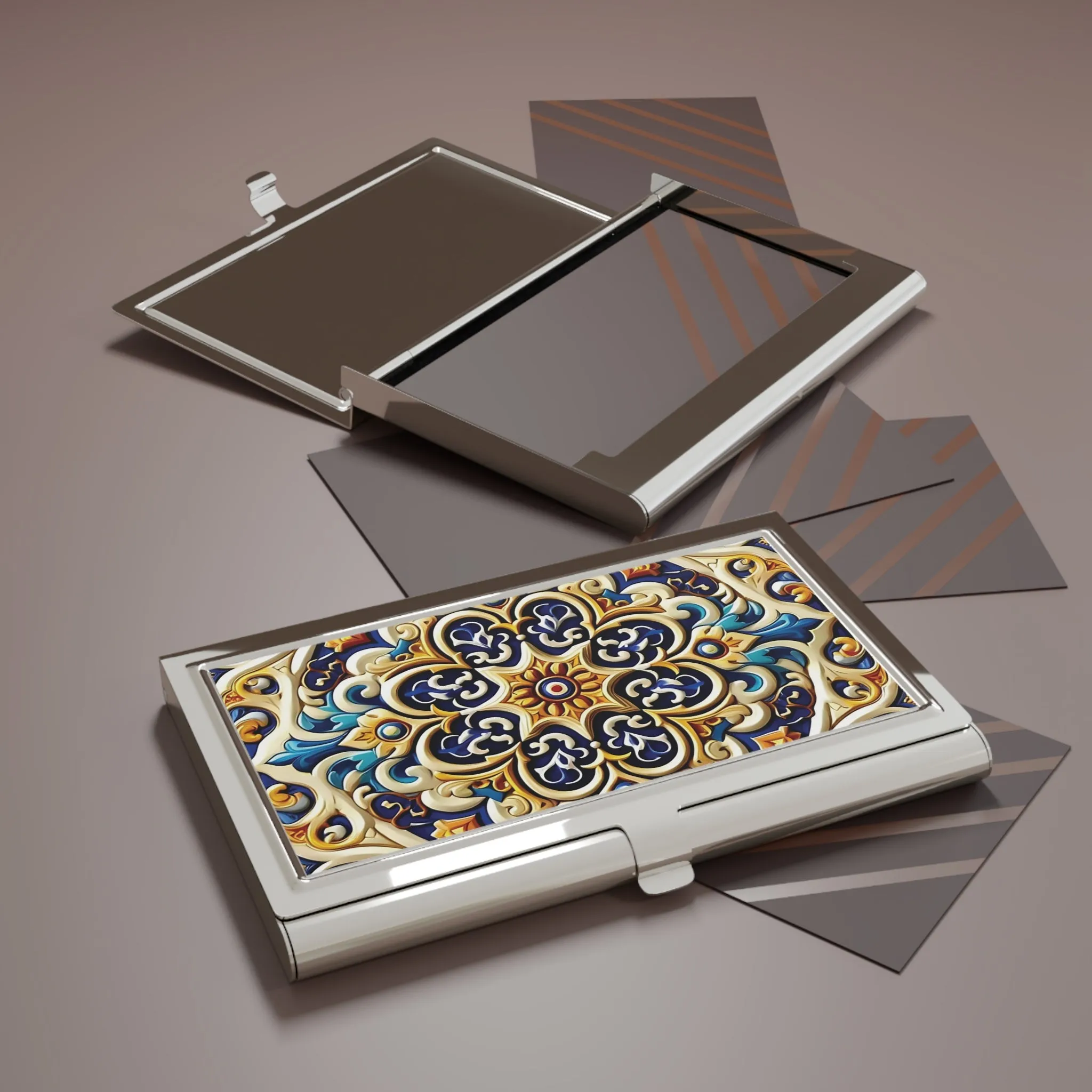 Traditional Tile Art Business Card Holder