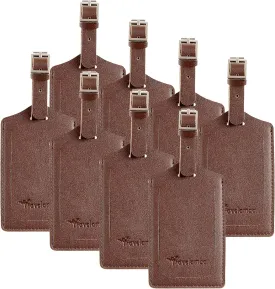 Travelambo 8 Pack Luggage Tags Faux Leather for Suitcases Travel Bag Labels with Protection Cover ID