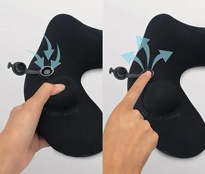 TravelMall 3D Inflatable Nursing Neck Pillow With Patented Pump And Hood (Black)