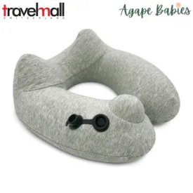 TravelMall 3D Inflatable Nursing Neck Pillow With Patented Pump And Hood (Light Grey)