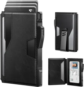 Typecase Smart Wallet for Men: Metal Rfid Blocking Card Case, Ultra-Slim Bifold Wallet, Magnetic Card Holder, 9-13 Cards Capacitiy, Smart Popup Wallet for Men with Money Clip, Wallet for Gifts - Black