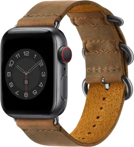 Vintage Leather Bands Compatible with Apple Watch Band 38mm 40mm 41mm 42mm 44mm 45mm 46mm 49mm,Genuine Leather Retro Strap Compatible for Men Women iWatch Ultra SE Series 10/9/8/7/6/5/4/3/2/1