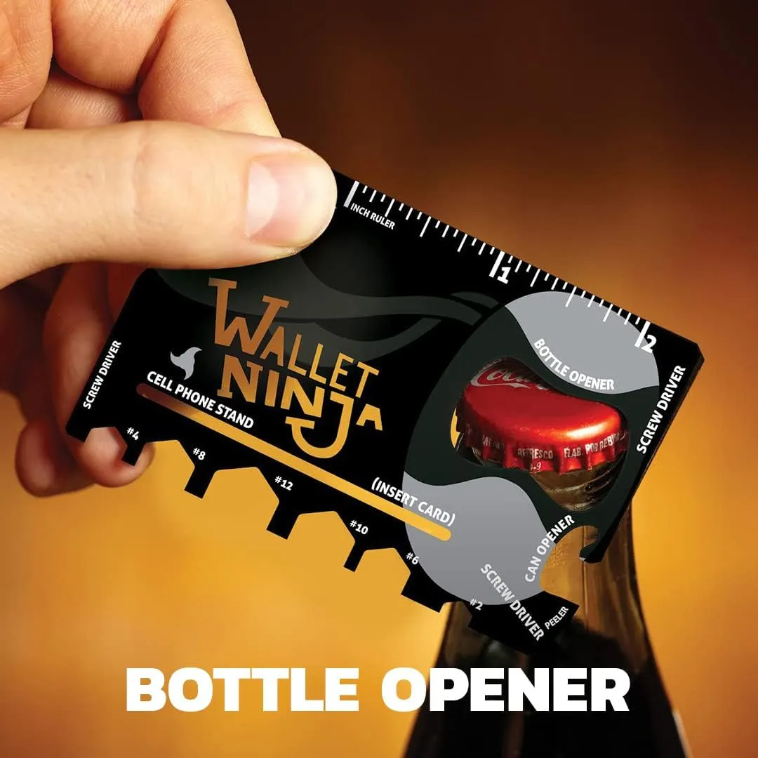 Wallet Ninja 18 in 1 Credit Card Multi-Tool: (Baby Blue, Snow White, Mutant Purple) Eyeglass Screwdriver, Hex Wrenches, Bottle Opener, Phone Stand, Can Opener, Ruler
