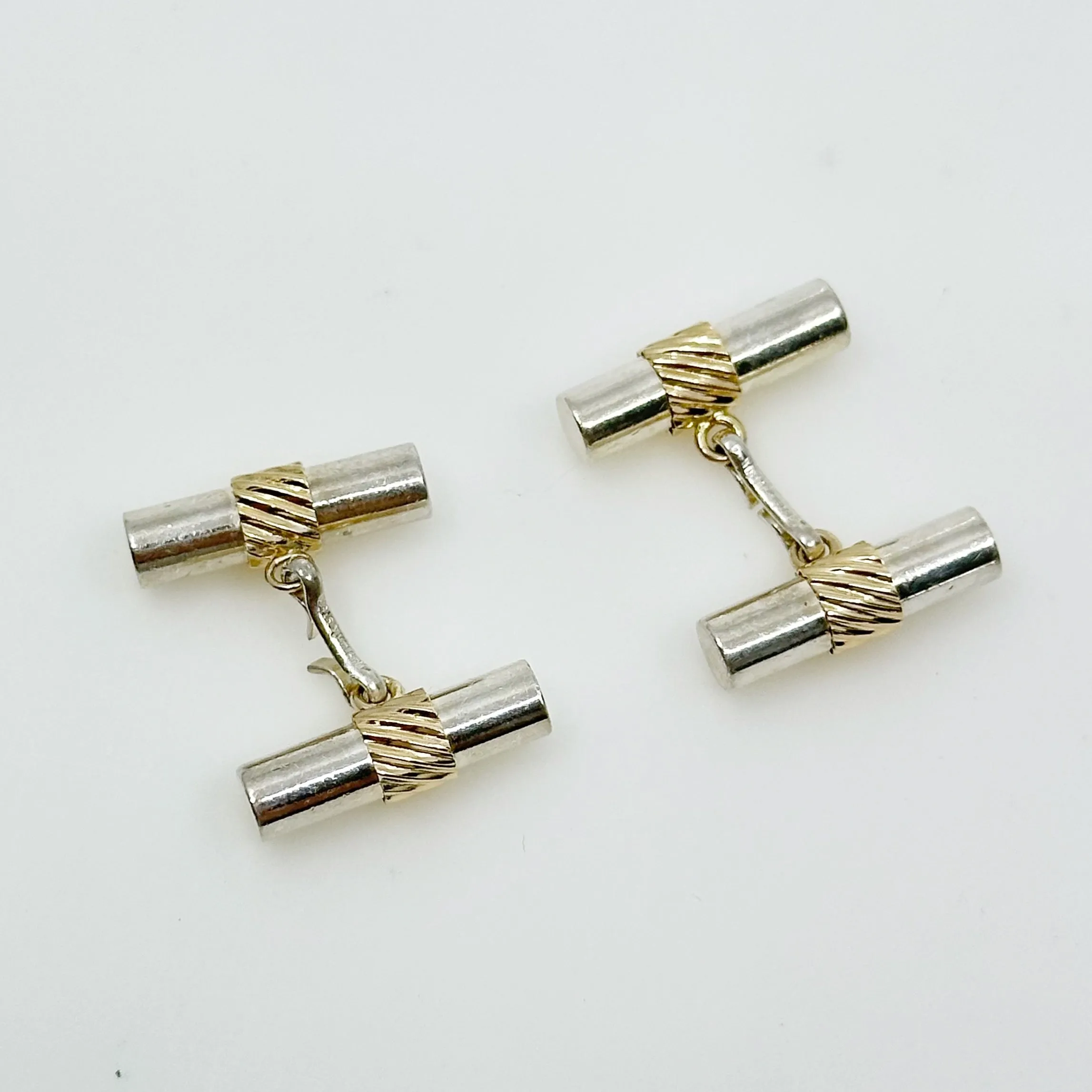 Walter E. Hayward WEH 14k gold & sterling silver cufflinks GM83