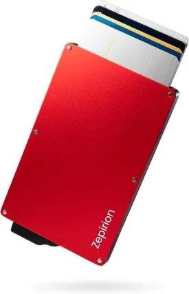 zepirion Pop Up Wallet, Slim Minimalist Credit Card Holder For Men and Women RFID Blocking Mini Metal Case (Red)