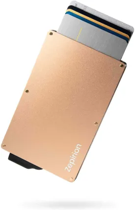 zepirion Pop Up Wallet, Slim Minimalist Credit Card Holder For Men RFID Blocking Mini Metal Case (Gold)