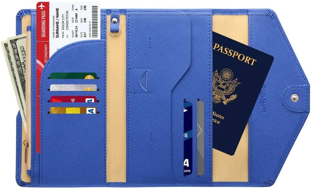 ZOPPEN Mulit-purpose Rfid Blocking Passport Holder Travel Wallet (Ver.4) Passport and Vaccine Card Holder ComboTri-fold Document Organizer Travel Essentials