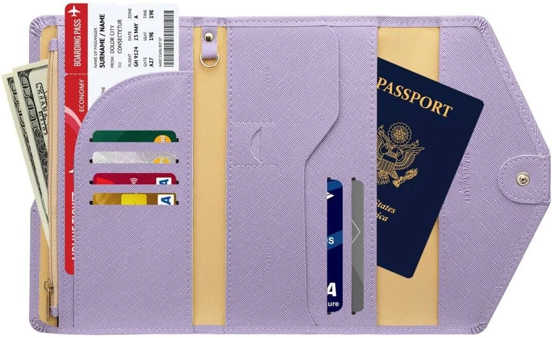 ZOPPEN Mulit-purpose Rfid Blocking Passport Holder Travel Wallet (Ver.4) Passport and Vaccine Card Holder ComboTri-fold Document Organizer Travel Essentials