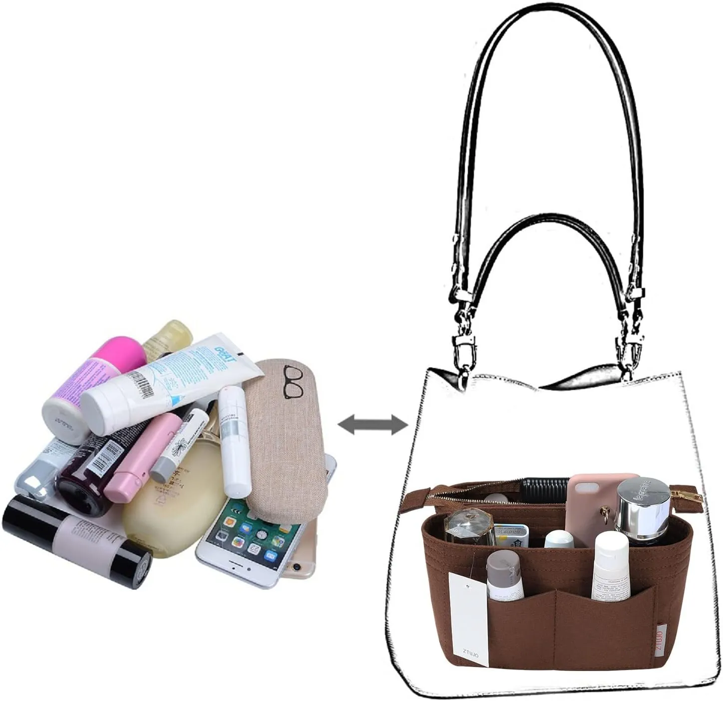 ZTUJO Purse Organizer, Bag Organizer, Insert Purse Organizer With 2 Packs In One Set For LV NeoNoe No Series perfectly