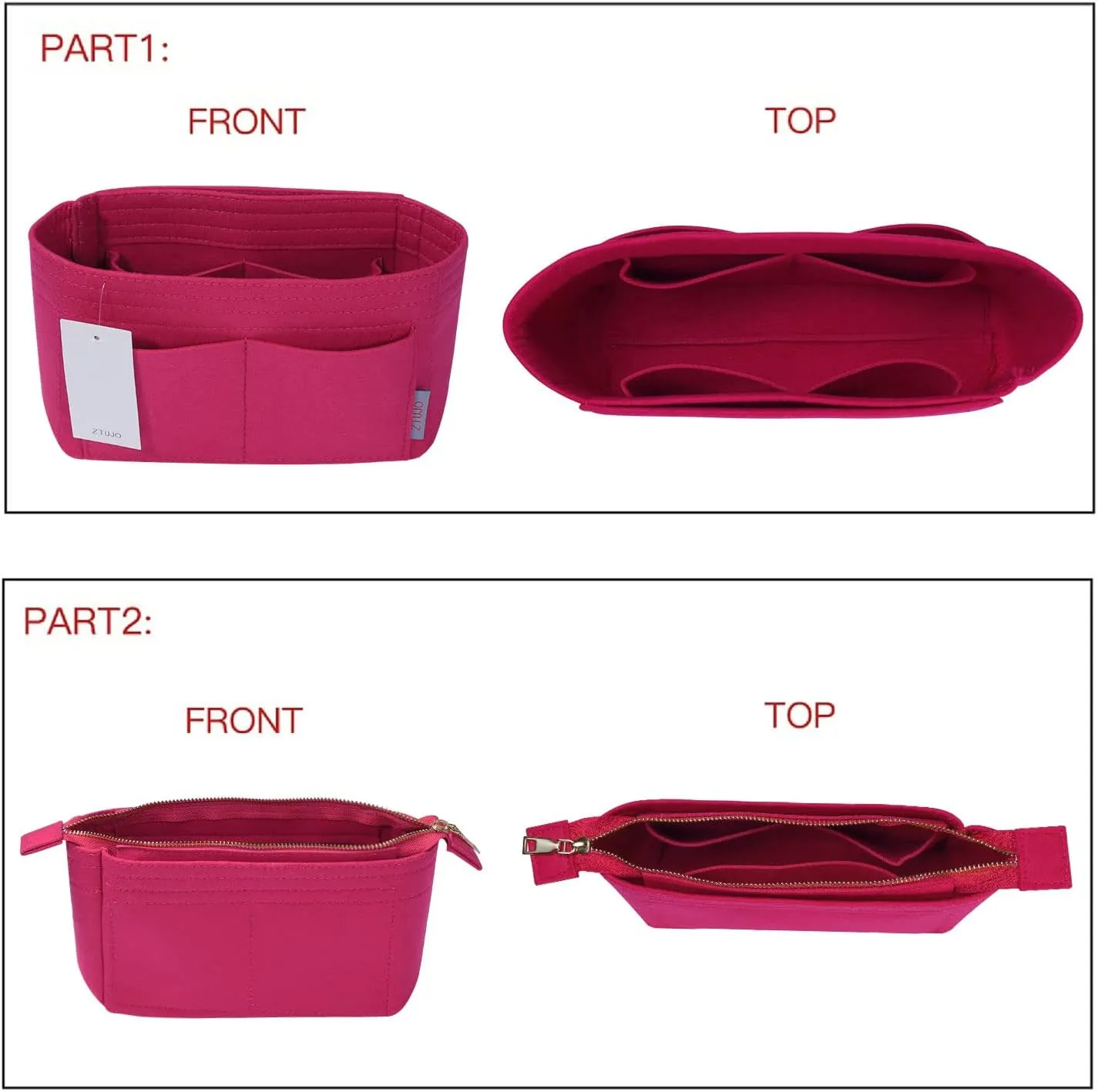 ZTUJO Purse Organizer, Bag Organizer, Insert Purse Organizer With 2 Packs In One Set For LV NeoNoe No Series perfectly