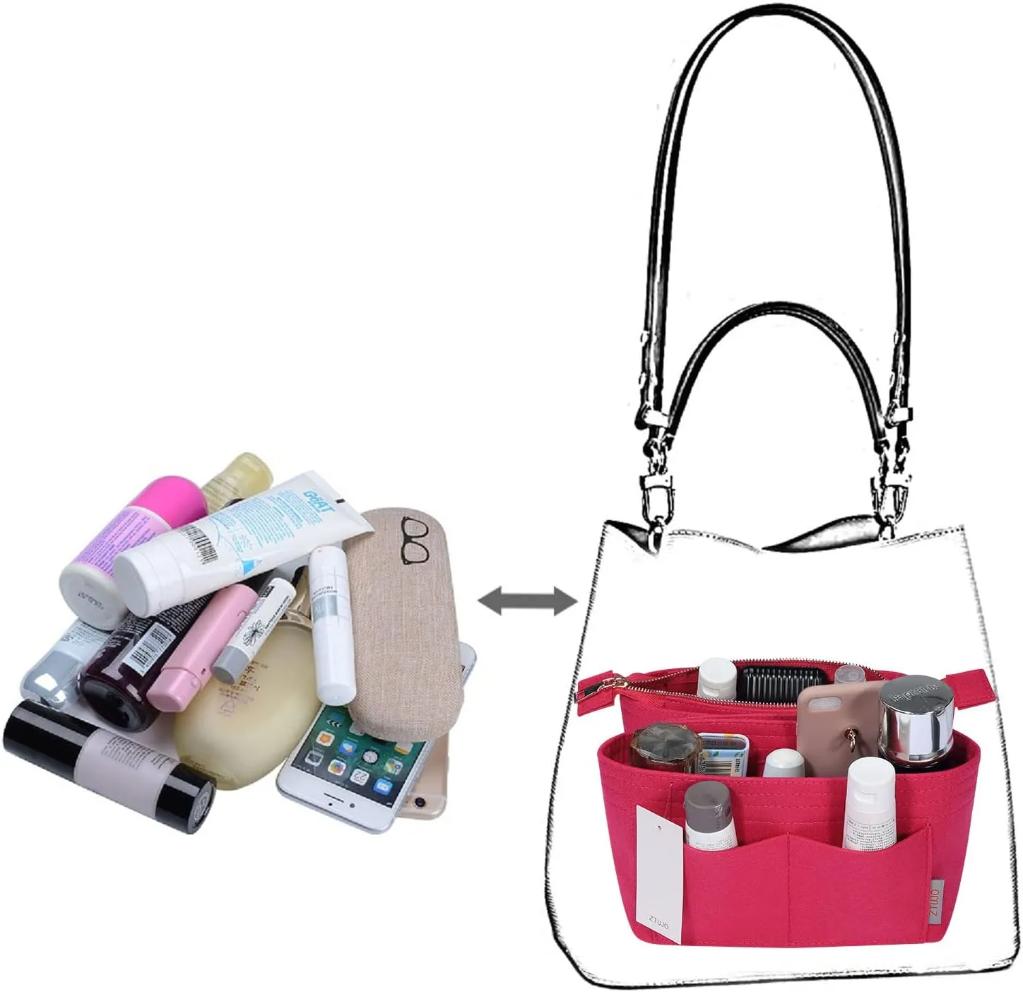 ZTUJO Purse Organizer, Bag Organizer, Insert Purse Organizer With 2 Packs In One Set For LV NeoNoe No Series perfectly