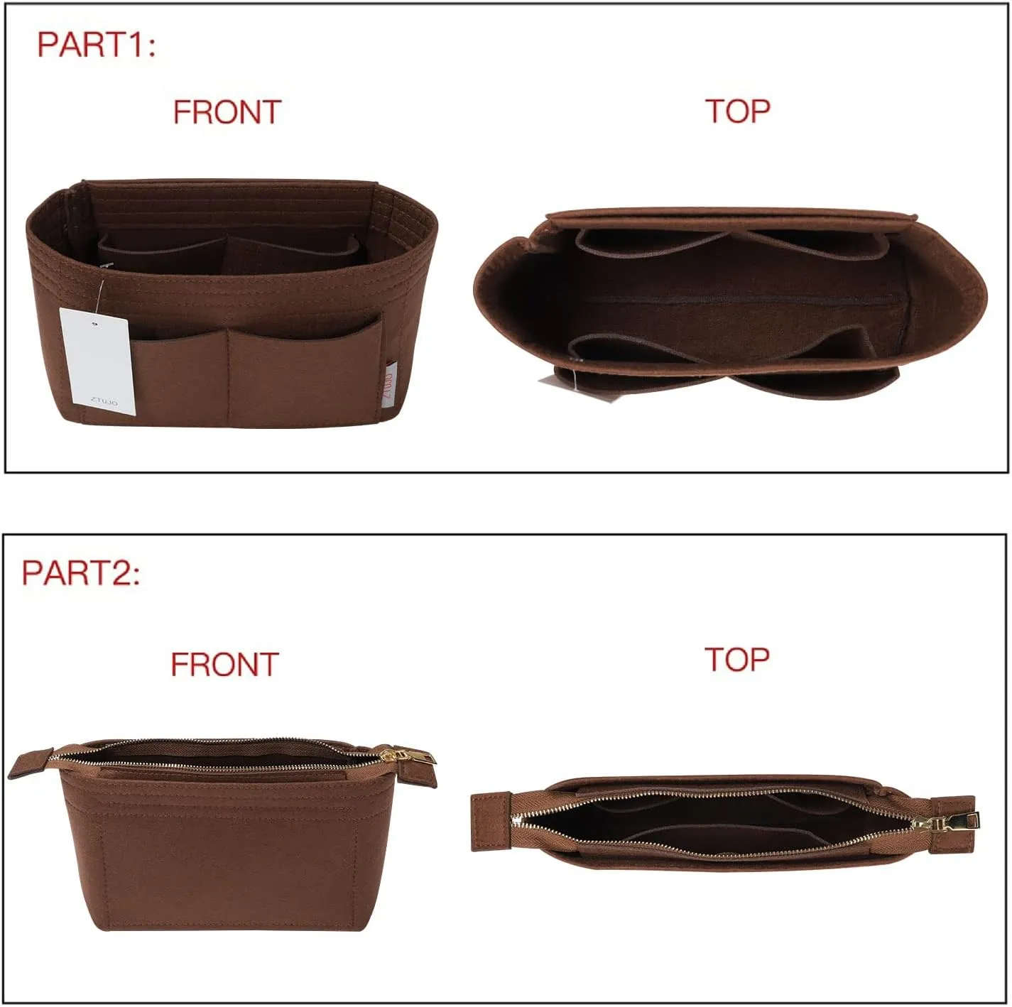ZTUJO Purse Organizer, Bag Organizer, Insert Purse Organizer With 2 Packs In One Set For LV NeoNoe No Series perfectly